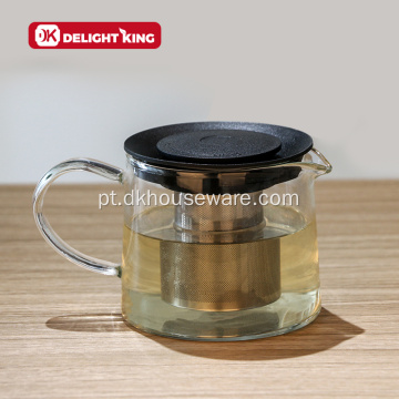 Chaleira de vidro para chá florido com infusor